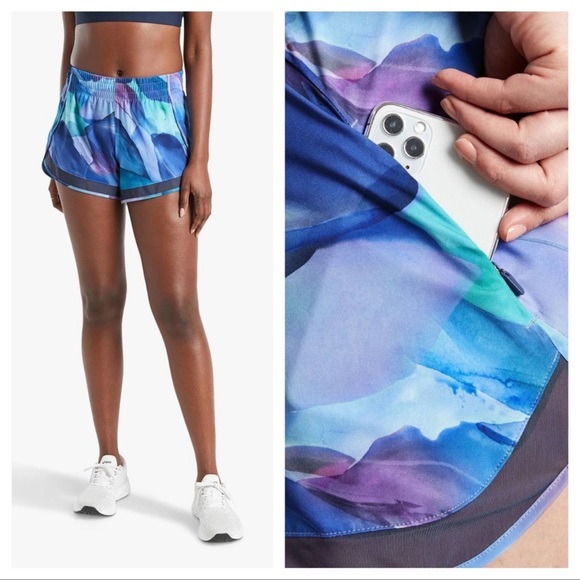 [Athleta] Make A Splash Printed Mesh Racer 4" Running Shorts Workout Size 1X - Picture 9 of 9